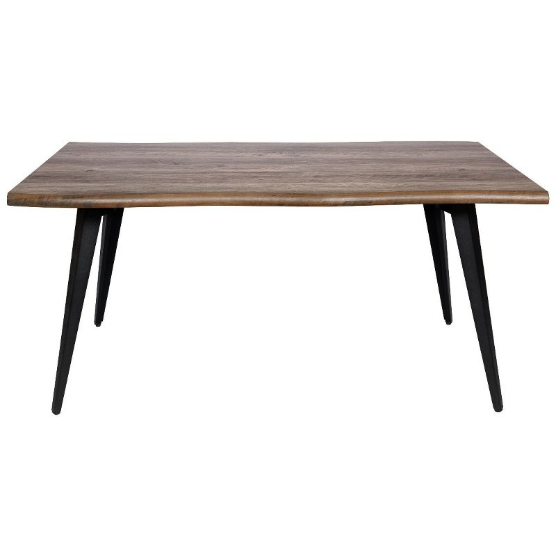 LeisureMod Ravenna Modern Rectangular Wood 63" Dining Table with Metal Legs - Sleek Design, Perfect for Dining Rooms, Dark Brown
