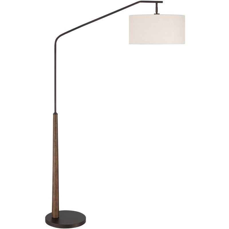 Franklin Iron Works Kipling Farmhouse Rustic 76" Tall Standing Floor Lamp Large Arc Foot Switch Bronze Wood Living Room Bedroom House Reading Office
