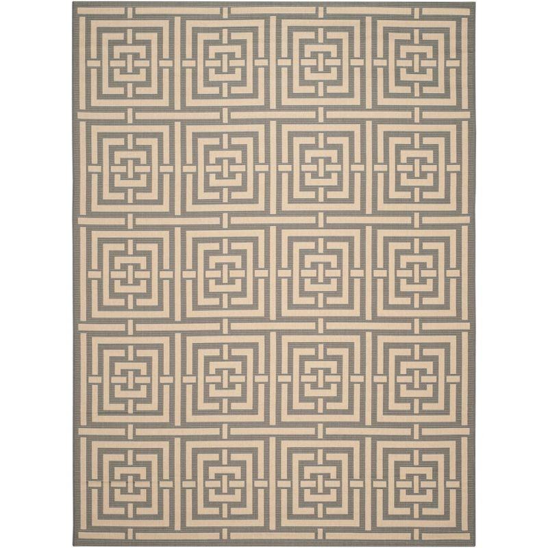 Courtyard CY6937 Power Loomed Indoor and Outdoor Area Rug - Grey/Cream - 9'x12' - Safavieh
