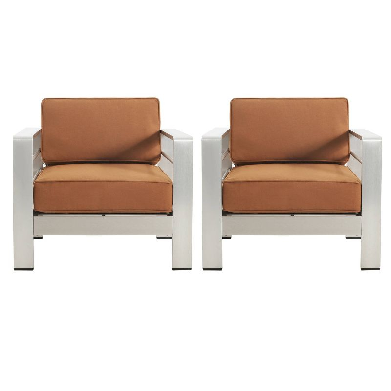Christopher Knight Home 2pc Cape Coral Outdoor Club Chair with Cushion Silver/Orange