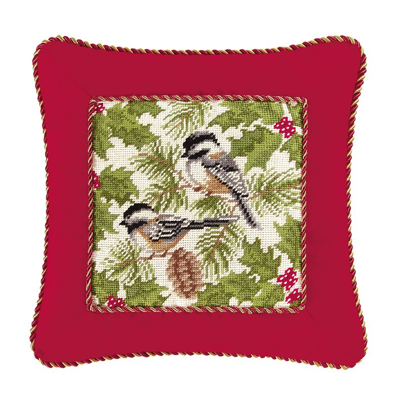 C&F Home Chickadee with Cord Needlepoint Throw Pillow