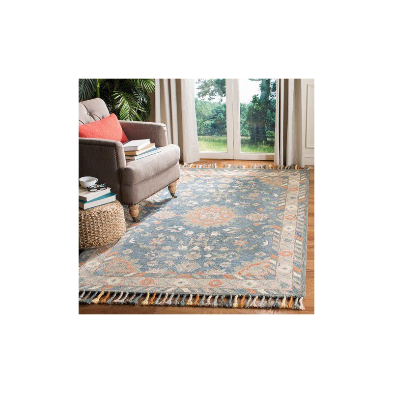 Aspen APN123 Hand Tufted Area Rug - Blue/Rust - 5'x8' - Safavieh.