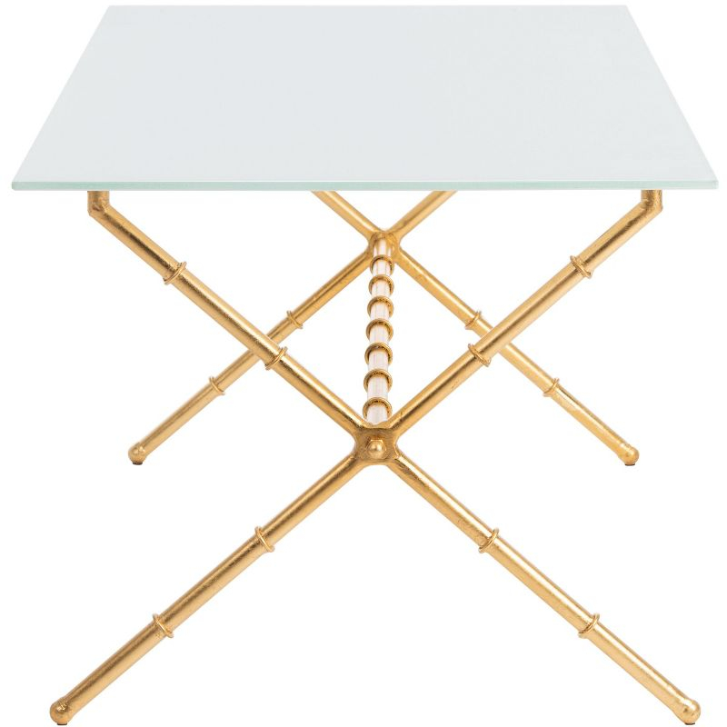 Brogen Coffee Table - Gold/White Glass - Safavieh