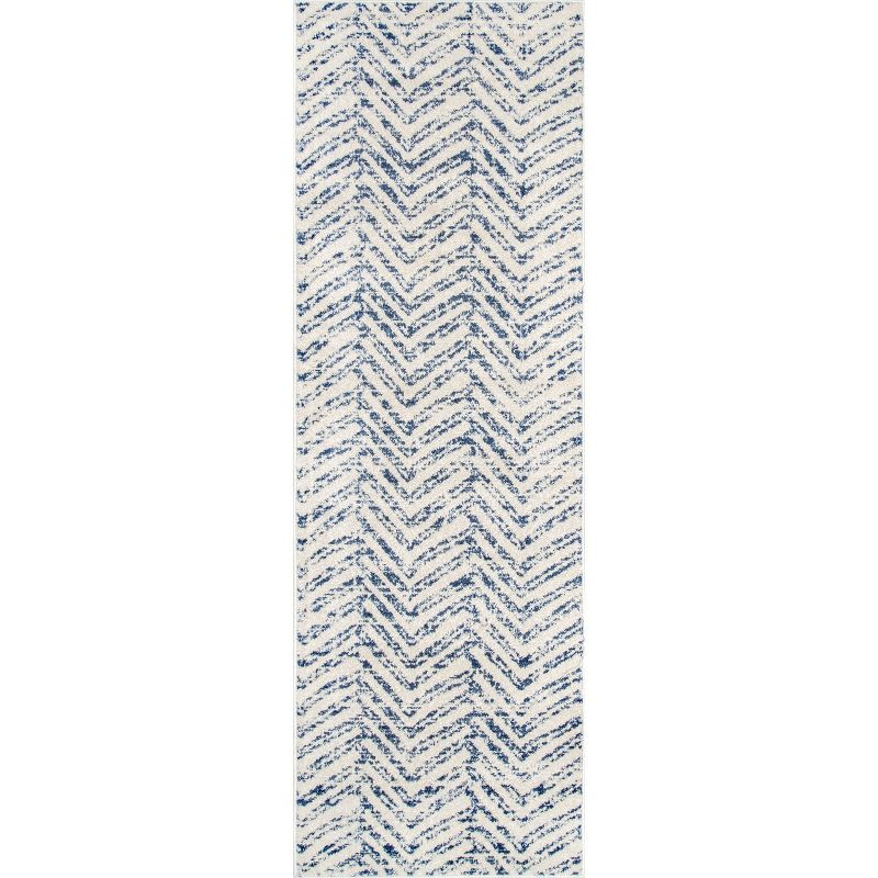 Nuloom Rosanne Chevron 2x12 Runner Indoor Area Rug for Living Room Bedroom Dining Room Entryway Hallway Kitchen, Blue/Ivory