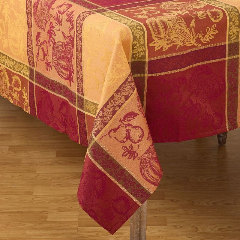 Saro Lifestyle Thanksgiving Fall Holiday Design Jacquard Cotton Blend Tablecloth, Multi, 72" x 72"