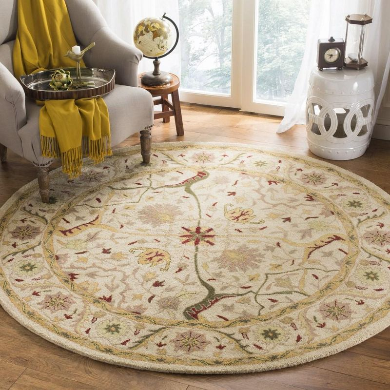 Antiquity AT14 Hand Tufted Indoor Area Rug - Ivory - 6' Round - Safavieh