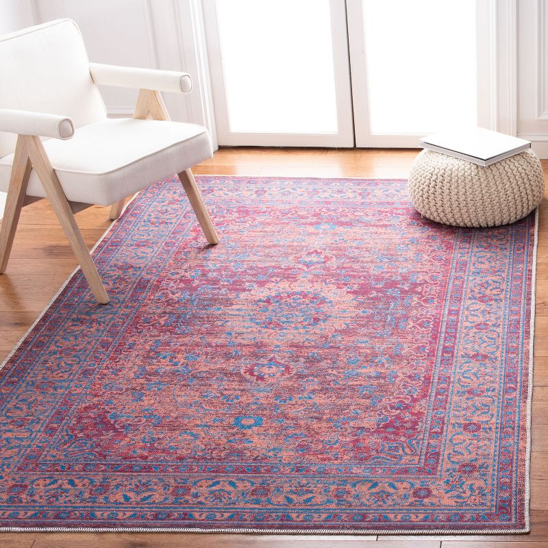 Serapi SEP550 Power Loomed Machine Washable Skid-Resistant Indoor Accent Rug - Gold/Blue - 4'x6' - Safavieh
