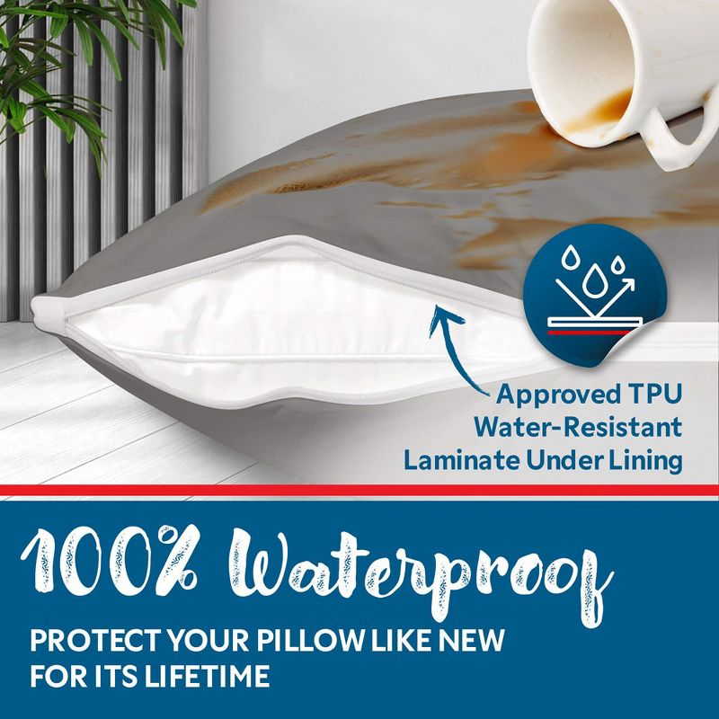 Guardmax - Bed Bug/Waterproof Pillow Protector - Zippered - Grey - 4/PK - King