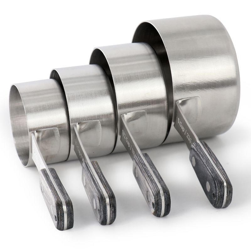 Oster Blakeley 4 Piece Stainless Steel Measuring Cup Set in Dark Gray with Wood Handles
