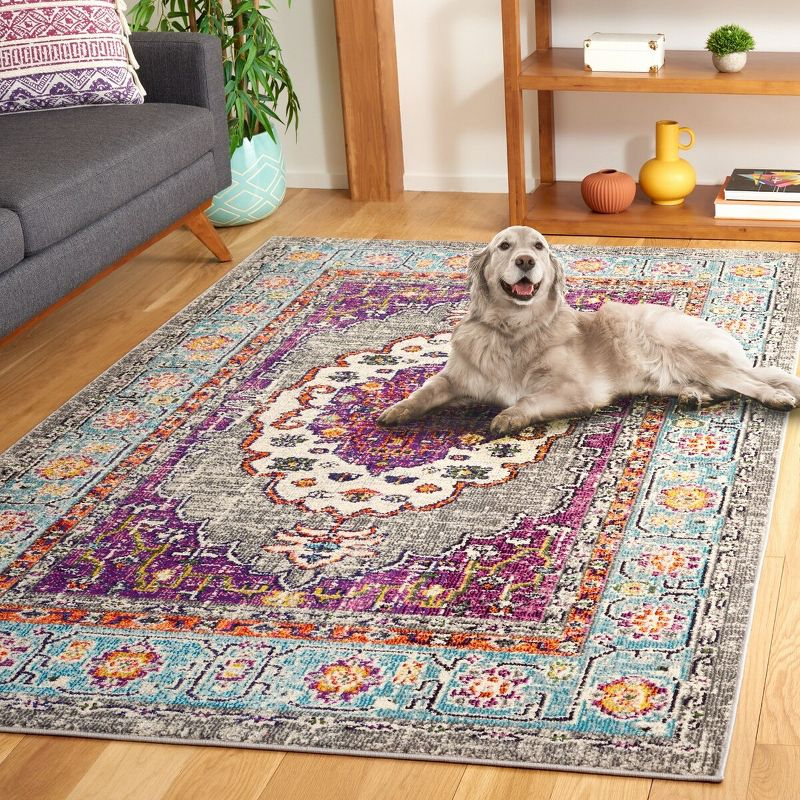 Monaco MNC246 Power Loomed Indoor Area Rug - Violet/Light Blue - 6'7"x9'2" - Safavieh.