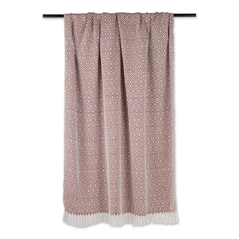 50"x60" Double Diamond Throw Blanket Cinnamon - Design Imports: Cozy Lightweight Cotton, Woven Texture, Machine Washable