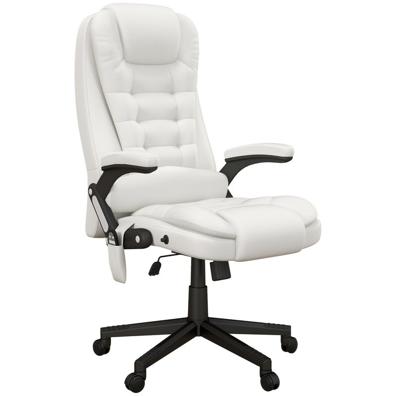HOMCOM High-Back Massage Office Chair, Heated Reclining Computer Chair with Remote, White