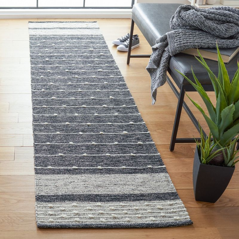 Striped Kilim STK509 Hand Woven Runner Rug - Black/Ivory - 2'3"x13' - Safavieh.