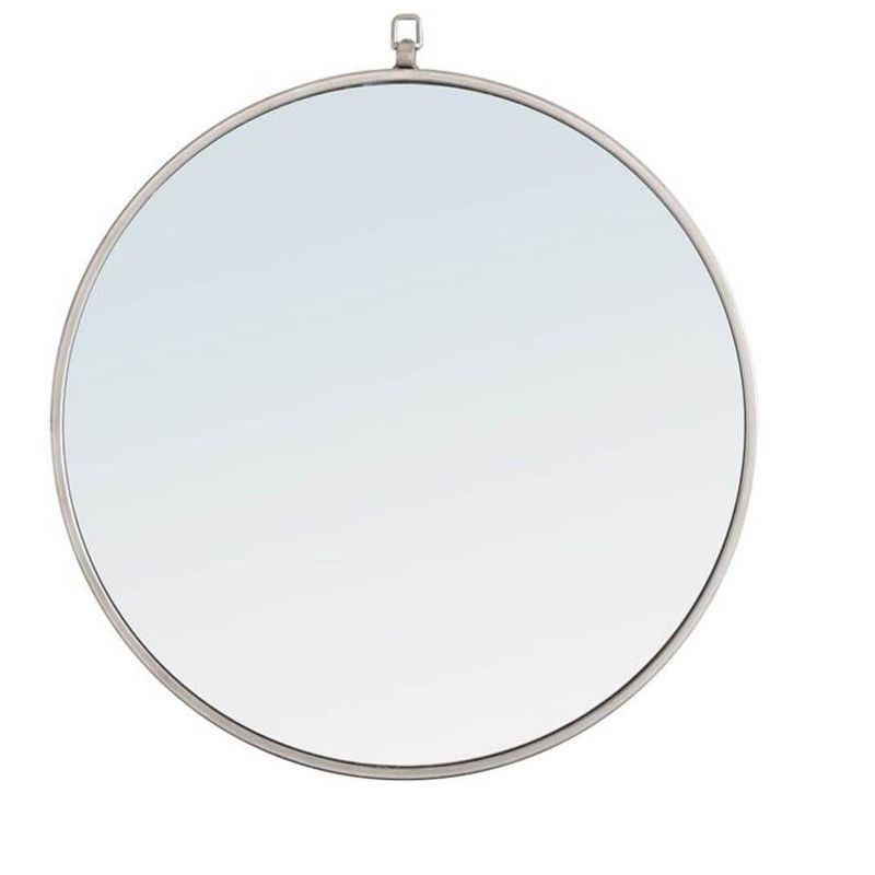 Elegant Lighting Metal frame Round Mirror with decorative hook 24 inch Silver finish