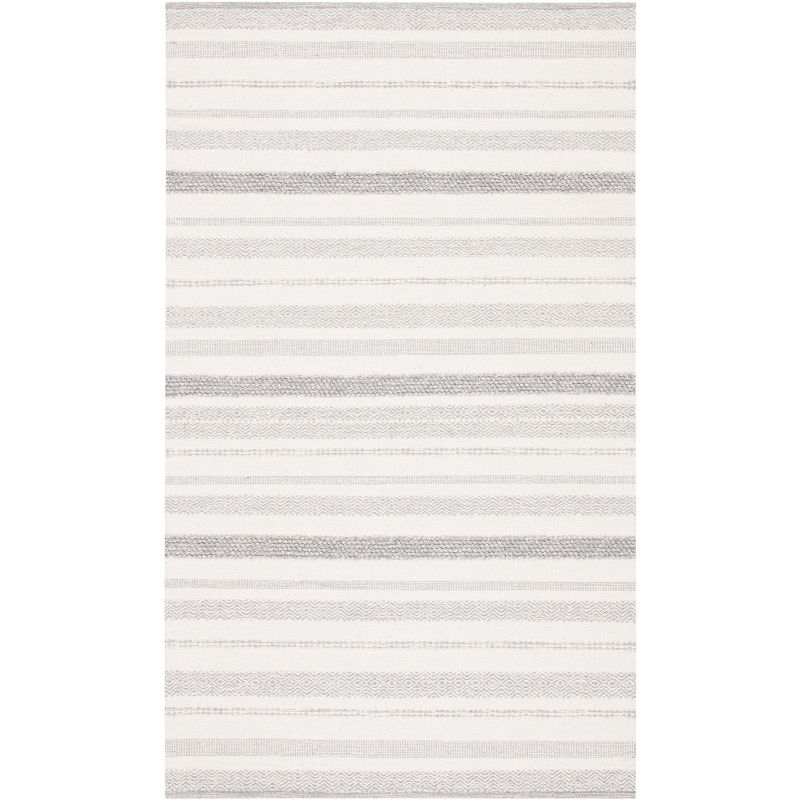 Striped Kilim STK501 Hand Woven Area Rug - Ivory/Grey - 8'x10' - Safavieh.