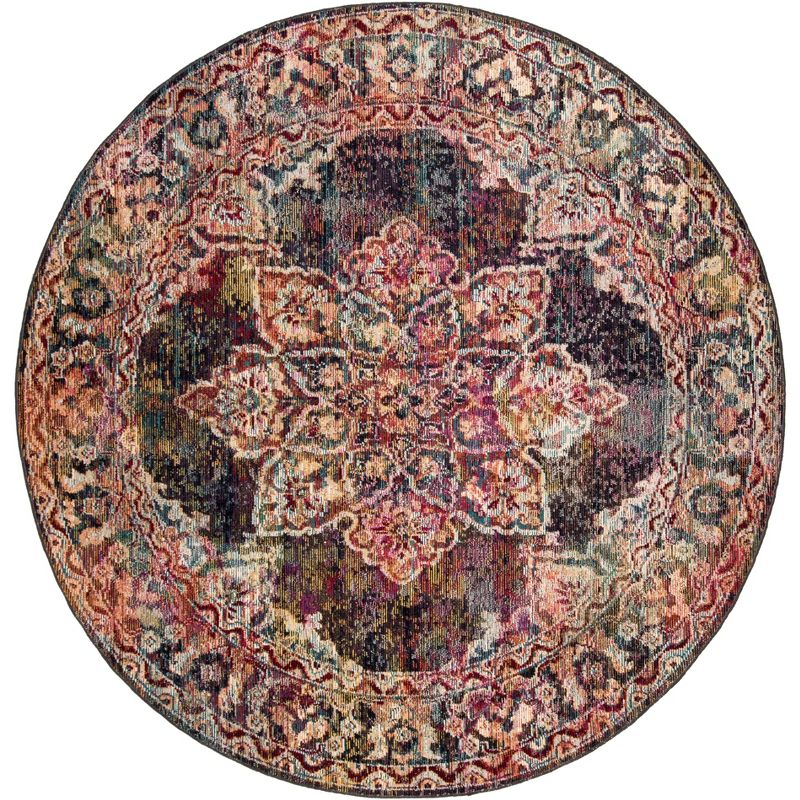 Crystal CRS513 Power Loomed Area Rug - Navy/Light Blue - 7' round - Safavieh.