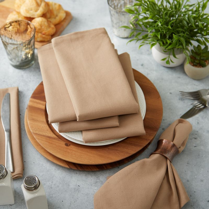 Design Imports  Solid Cotton Napkin Set 6 Piece, Stone, 20X20"