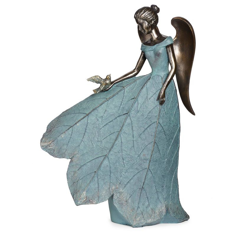 Roman 19.75" Angel and Bird Statue Outdoor Garden Statue Bronze