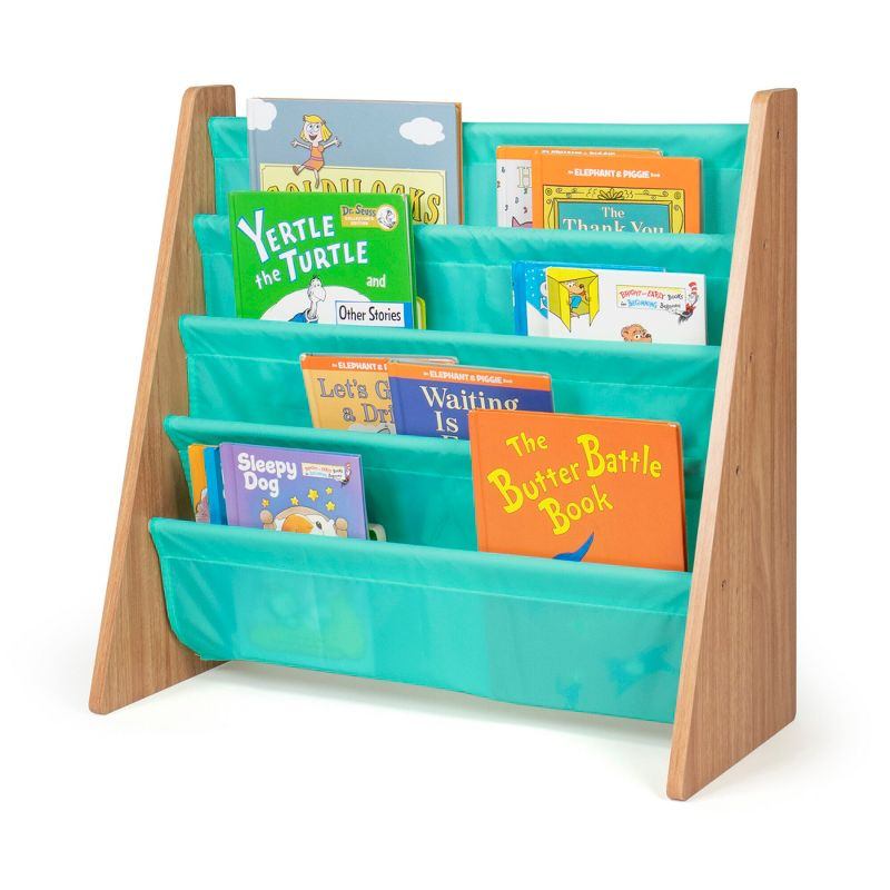 Humble Crew Kids' Bookshelf 4 Tier Book Organizer Seafoam Green/Natural