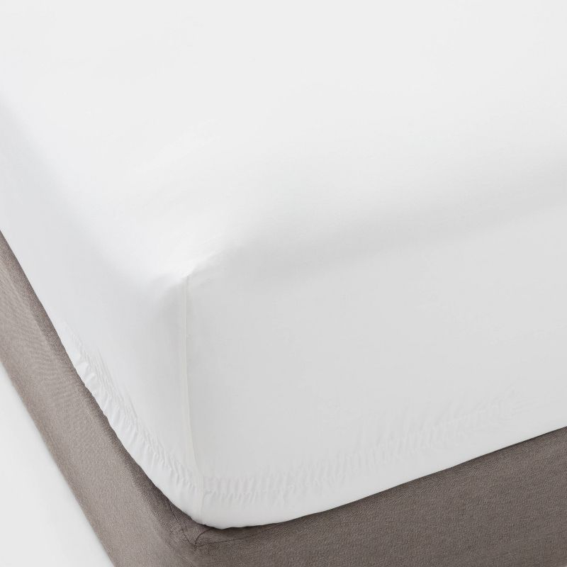 King 400 Thread Count Performance Fitted Sheet White - Threshold™: Cotton Sateen, Deep Pocket, OEKO-TEX Certified