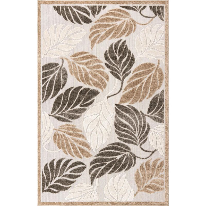 Unique Loom 6' 1 x 9' 0 Beige Outdoor Botanical Augusta Area Rug