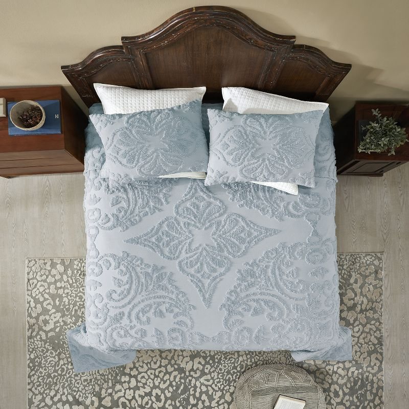 Better Trends Rylee Collection Blue Cotton Tufted Bedspread Set