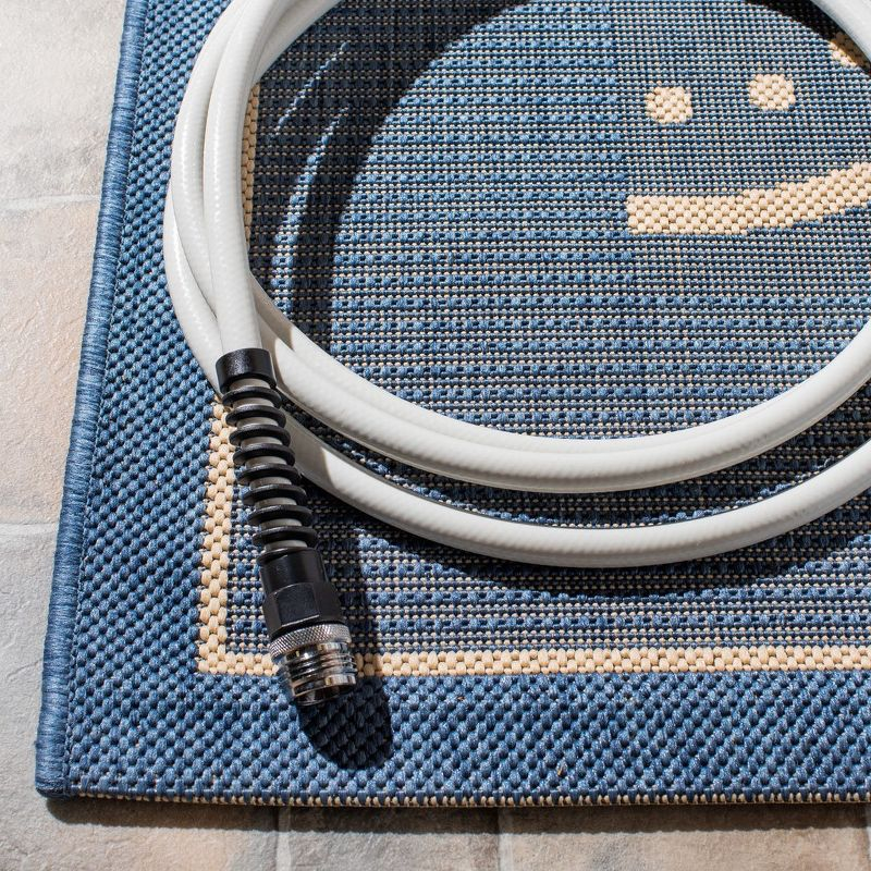Courtyard CY1906 Power Loomed Indoor and Outdoor Area Rug - Blue/Natural - 7'10"x7'10" - Safavieh