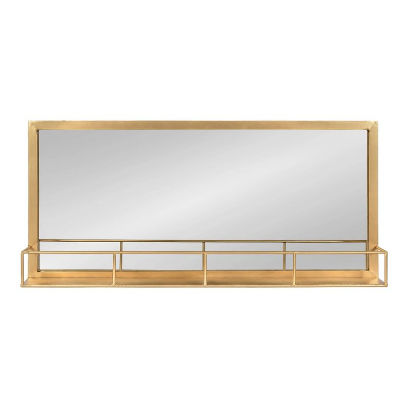 18" x 40" Jackson Metal Frame Mirror with Shelf Gold - Kate & Laurel All Things Decor: Chic Rectangle, No Assembly Required