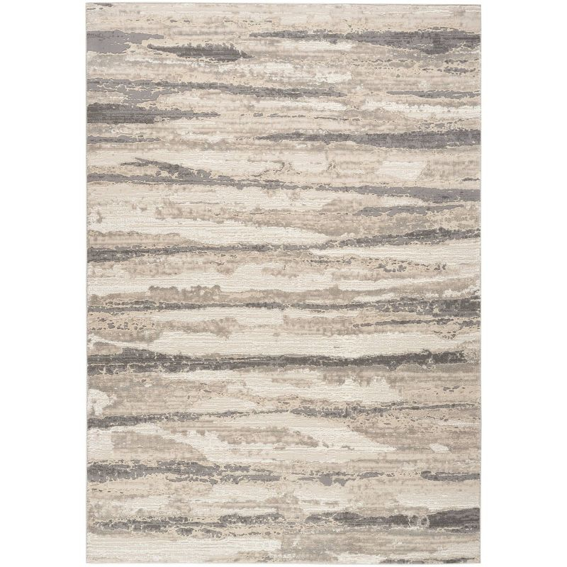 Nourison 6'x9' Modern Striped Sustainable Woven Area Rug with Lines Beige: Rectangle, Medium Pile, OEKO-TEX Certified