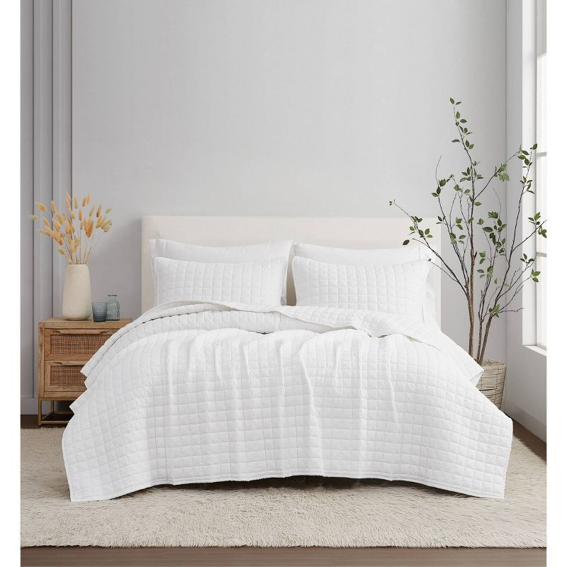 Brooklyn Loom 3pc Full/Queen Flax Linen Quilt Set White