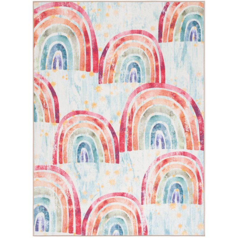 Kids Playhouse KPH252 Power Loomed Machine Washable Slip Resistant Area Rug - Blue/Ivory - 6'7"x9' - Safavieh Kids