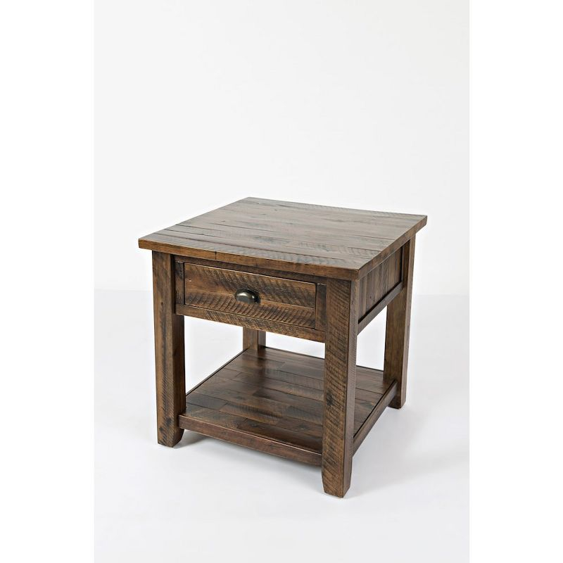 Jofran,Artisan's Craft Rustic Farmhouse Distressed Solid Wood End Table