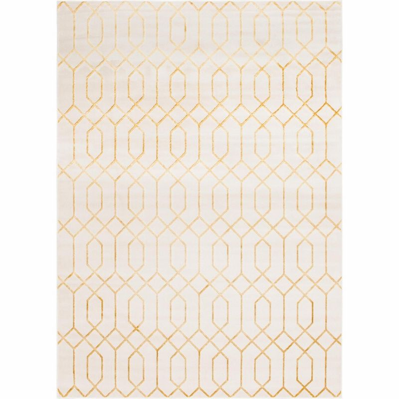 Marilyn Monroe Glam Collection Area Rug - Trellis (9'  x 12' Rectangle White Gold/Gold)
