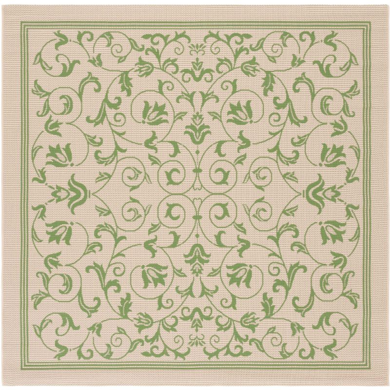 Courtyard CY2098 Power Loomed Indoor and Outdoor Area Rug - Natural/Olive - 7'10"x7'10" - Safavieh