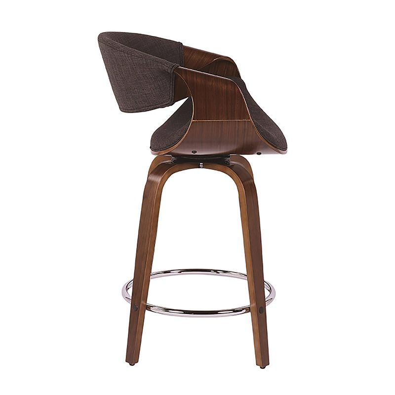 Set of 2 Curvini Upholstered Counter Height Barstools Charcoal/Walnut - LumiSource: Swivel, Chrome-Plated, Wood Legs