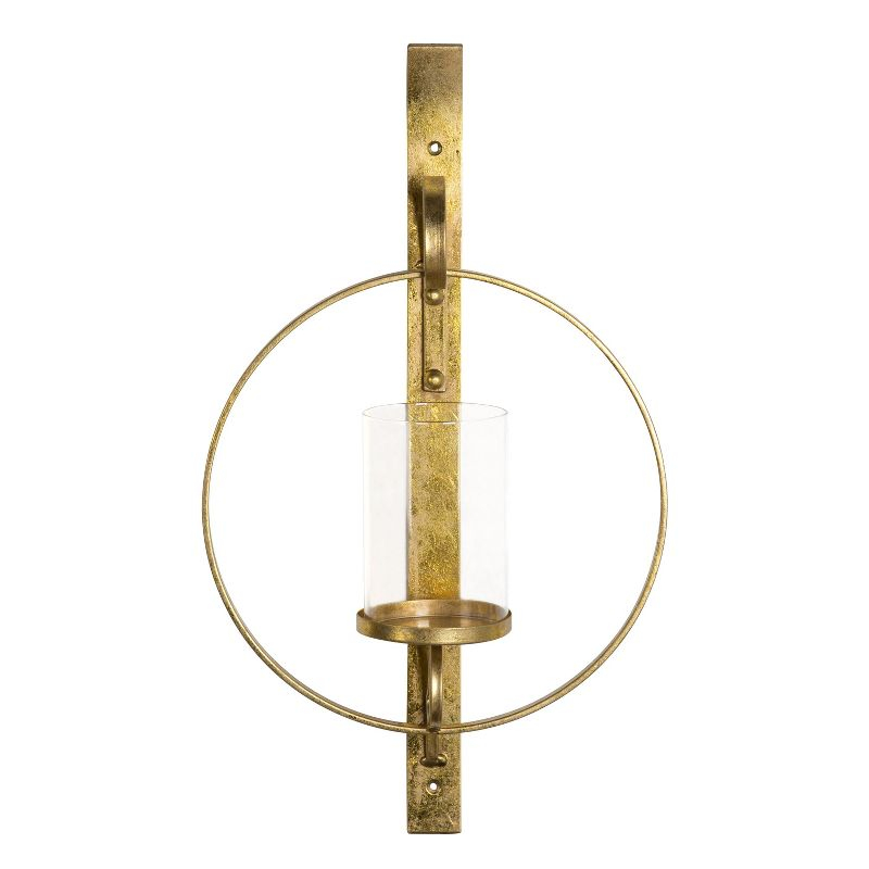 Kate and Laurel Doria Round Metal Wall Sconce, 12x22, Gold