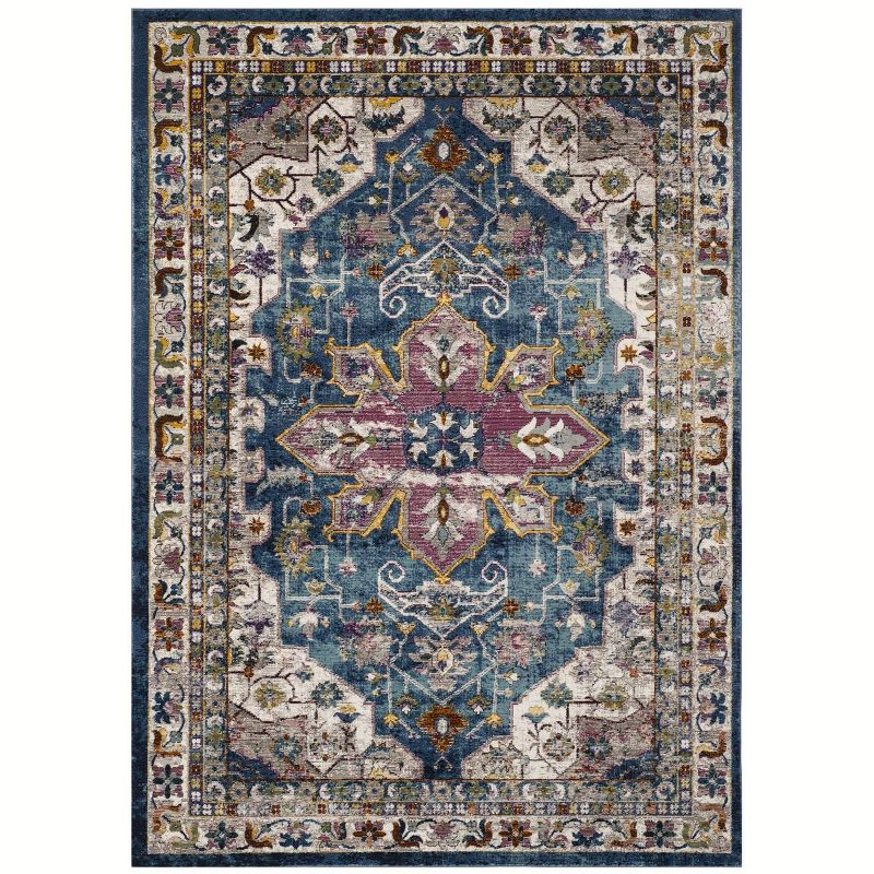 Aria ARA160 Power Loomed Area Rug - Blue/Creme - 8'9"x11'9" - Safavieh.