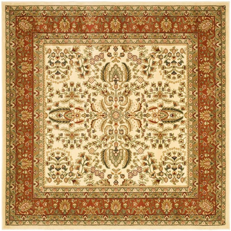 Lyndhurst LNH214 Power Loomed Area Rug - Ivory/Rust - 8'x8' - Safavieh.