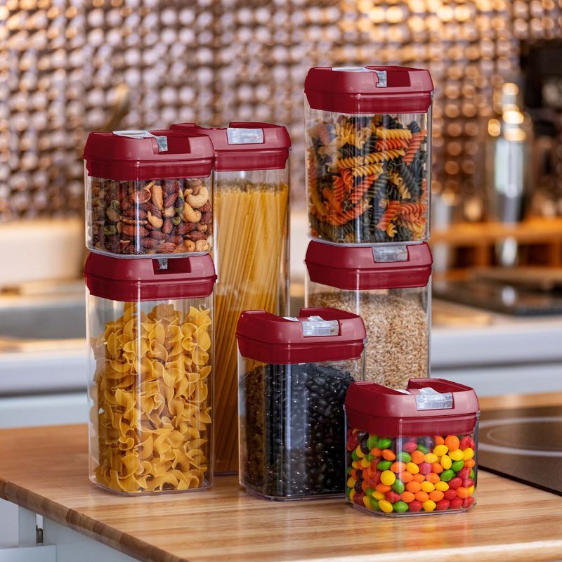 Cheer Collection Airtight Food Storage Containers, Set of 7 (Red)