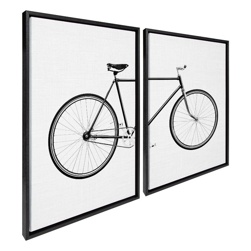 2pc 23" x 33" Sylvie Bicycle by Simon Te of Tai Prints Farmed Wall Canvas Black - Kate & Laurel All Things Decor
