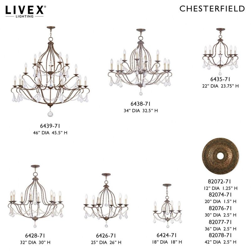 Livex Lighting Chesterfield 6 - Light Chandelier in  Hand Applied Venetian Golden Bronze