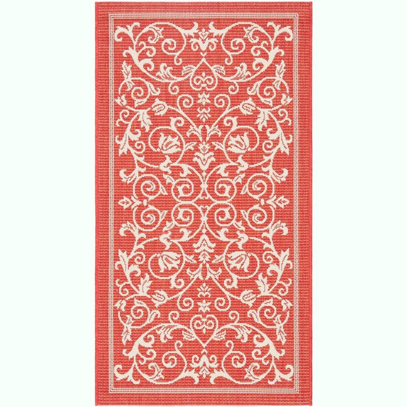 Courtyard CY2098 Power Loomed Indoor and Outdoor Area Rug - Red/Natural - 4'x5'7" - Safavieh
