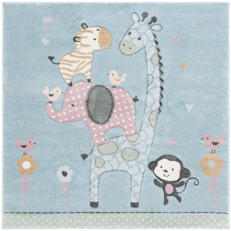 Carousel Kids  CRK120 Loomed Indoor Area Rug - Blue - 5'3"x5'3" - Safavieh