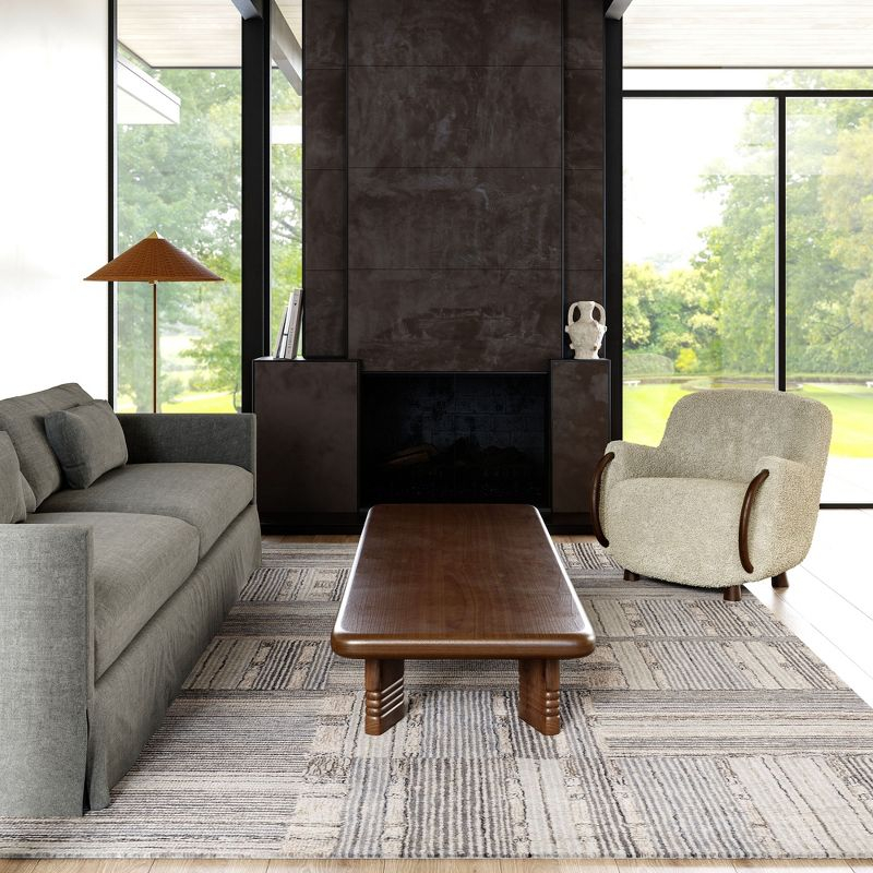 Nuloom Deco Striped Tile Wool Area Rug, 4' x 6', Light Grey