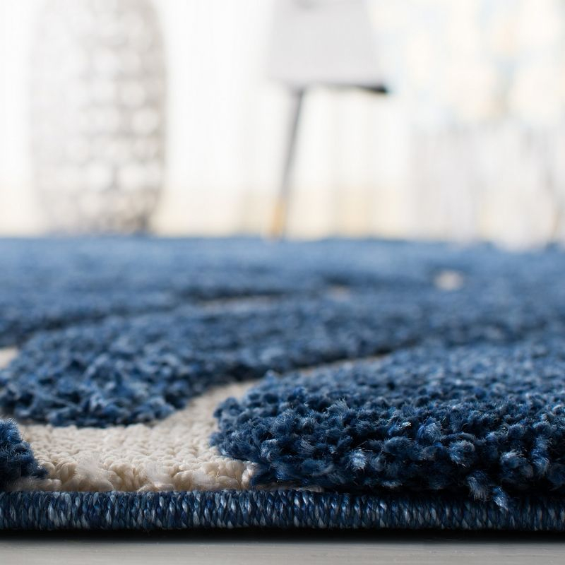 Florida Shag SG455 Power Loomed Indoor Area Rug - Dark Blue/Cream - 5'3"x7'6" - Safavieh.