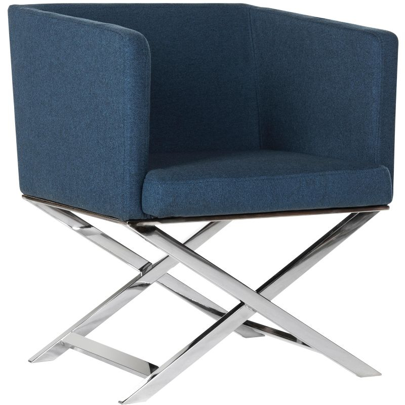 Celine Chair - FOX2033 - Navy/Chrome - Safavieh