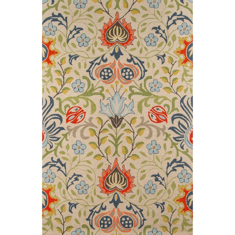 5'x8' Ashlei Floral Rug Cream - Momeni: Wool, Hand-Carved, Botanical Pattern, Low Pile, Indoor Use, Tufted Construction