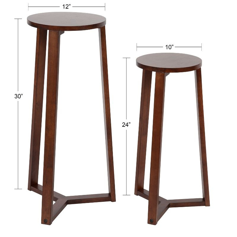 Kate and Laurel Rioux Round Wood Nesting Table, 2 Piece, Walnut Brown