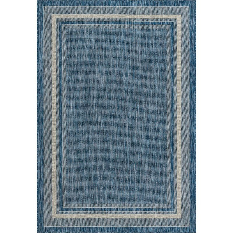 Unique Loom 6' 1 x 9' 0 Rectangle Indoor/Outdoor Border Blue Area Rug