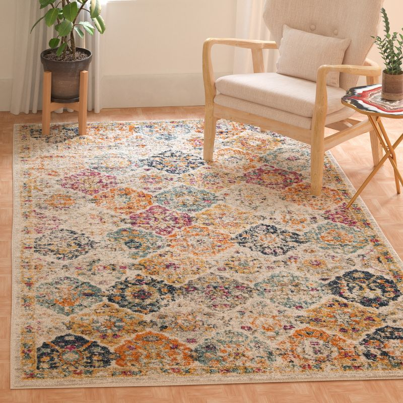 Madison MAD611 Power Loomed Indoor Accent Rug - Cream/Multi - 3'x3' - Safavieh